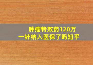 肿瘤特效药120万一针纳入医保了吗知乎