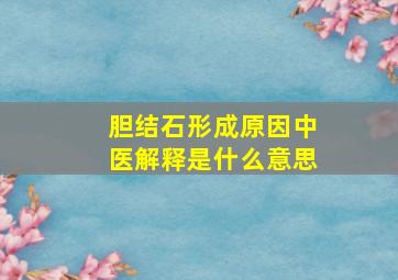 胆结石形成原因中医解释是什么意思