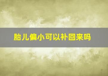 胎儿偏小可以补回来吗