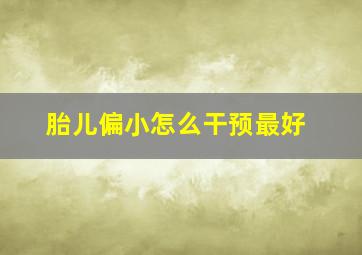 胎儿偏小怎么干预最好