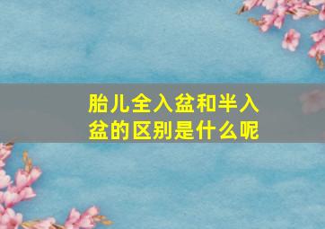 胎儿全入盆和半入盆的区别是什么呢