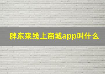 胖东来线上商城app叫什么