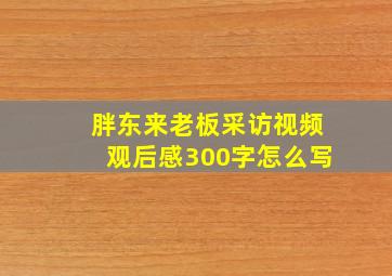 胖东来老板采访视频观后感300字怎么写