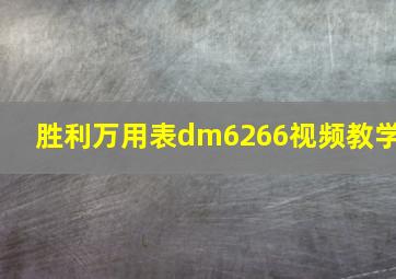 胜利万用表dm6266视频教学