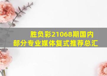 胜负彩21068期国内部分专业媒体复式推荐总汇