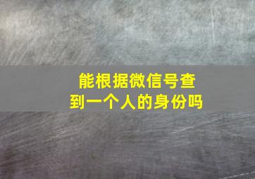 能根据微信号查到一个人的身份吗