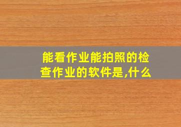 能看作业能拍照的检查作业的软件是,什么