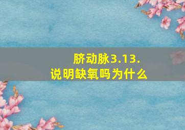 脐动脉3.13.说明缺氧吗为什么