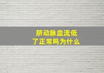 脐动脉血流低了正常吗为什么