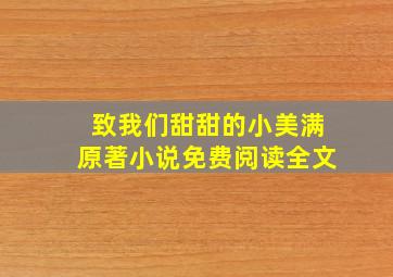 致我们甜甜的小美满原著小说免费阅读全文