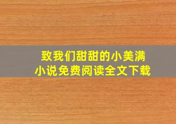 致我们甜甜的小美满小说免费阅读全文下载