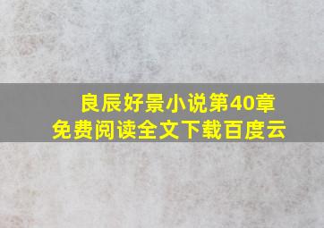 良辰好景小说第40章免费阅读全文下载百度云