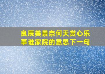 良辰美景奈何天赏心乐事谁家院的意思下一句