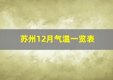 苏州12月气温一览表