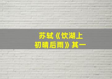 苏轼《饮湖上初晴后雨》其一