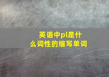 英语中pl是什么词性的缩写单词