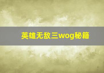 英雄无敌三wog秘籍