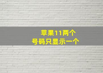 苹果11两个号码只显示一个