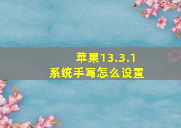 苹果13.3.1系统手写怎么设置