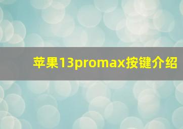 苹果13promax按键介绍