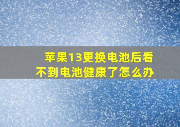 苹果13更换电池后看不到电池健康了怎么办