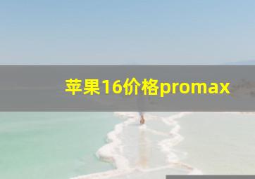 苹果16价格promax