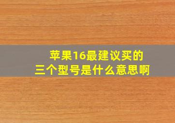 苹果16最建议买的三个型号是什么意思啊