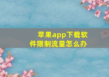 苹果app下载软件限制流量怎么办