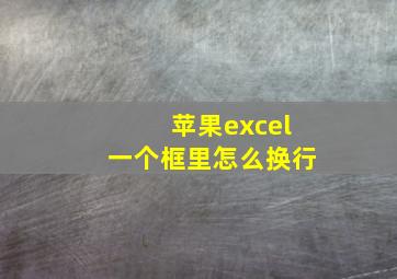 苹果excel一个框里怎么换行