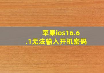 苹果ios16.6.1无法输入开机密码