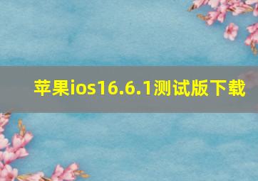 苹果ios16.6.1测试版下载