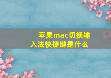 苹果mac切换输入法快捷键是什么