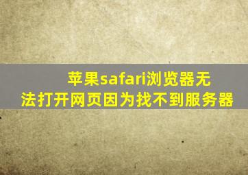 苹果safari浏览器无法打开网页因为找不到服务器