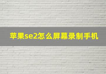 苹果se2怎么屏幕录制手机