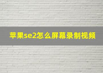 苹果se2怎么屏幕录制视频