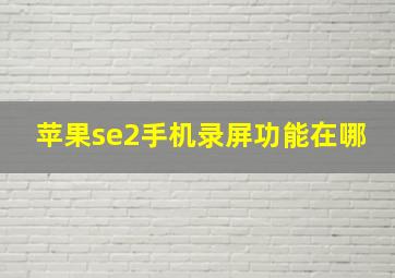 苹果se2手机录屏功能在哪