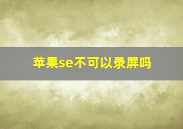 苹果se不可以录屏吗