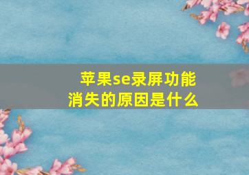 苹果se录屏功能消失的原因是什么