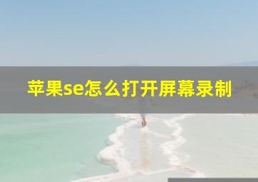 苹果se怎么打开屏幕录制