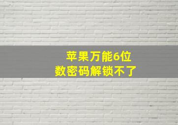 苹果万能6位数密码解锁不了