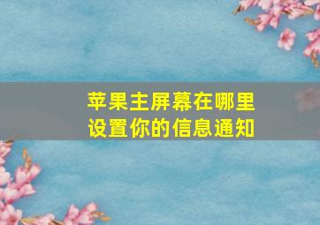 苹果主屏幕在哪里设置你的信息通知