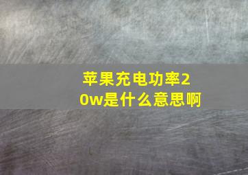 苹果充电功率20w是什么意思啊