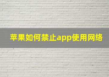 苹果如何禁止app使用网络