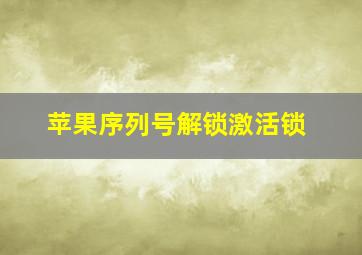 苹果序列号解锁激活锁