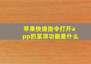 苹果快捷指令打开app的某项功能是什么