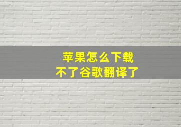 苹果怎么下载不了谷歌翻译了