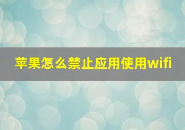 苹果怎么禁止应用使用wifi