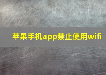 苹果手机app禁止使用wifi