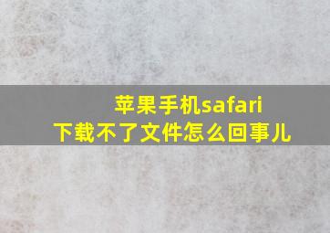 苹果手机safari下载不了文件怎么回事儿