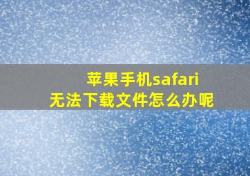 苹果手机safari无法下载文件怎么办呢